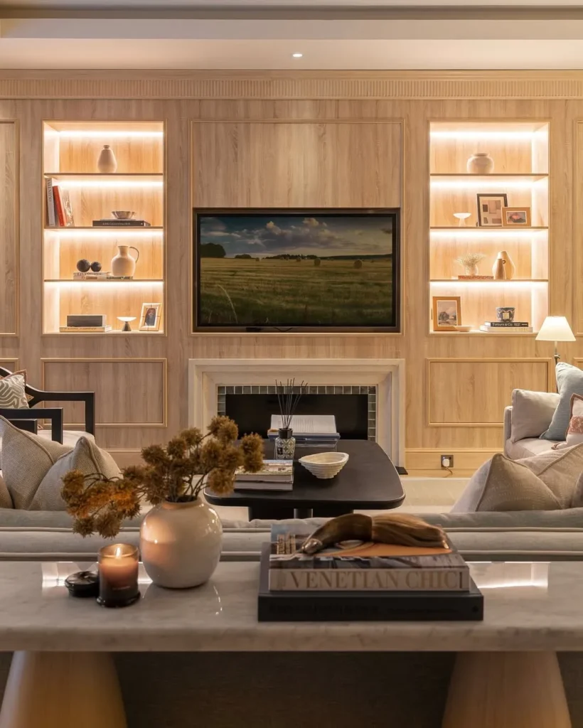 Warm Wood Media Wall