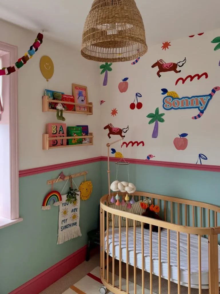 Whimsical Nursery With Bright Mural Details