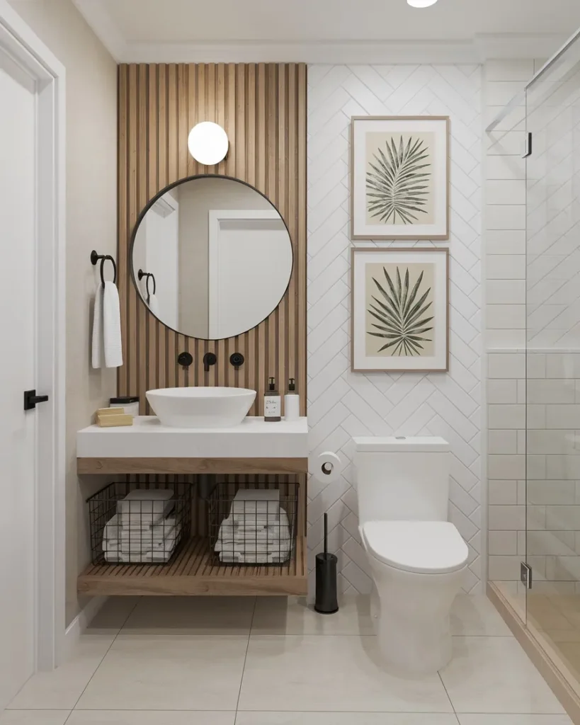 Wood Slat Accent Bathroom Design