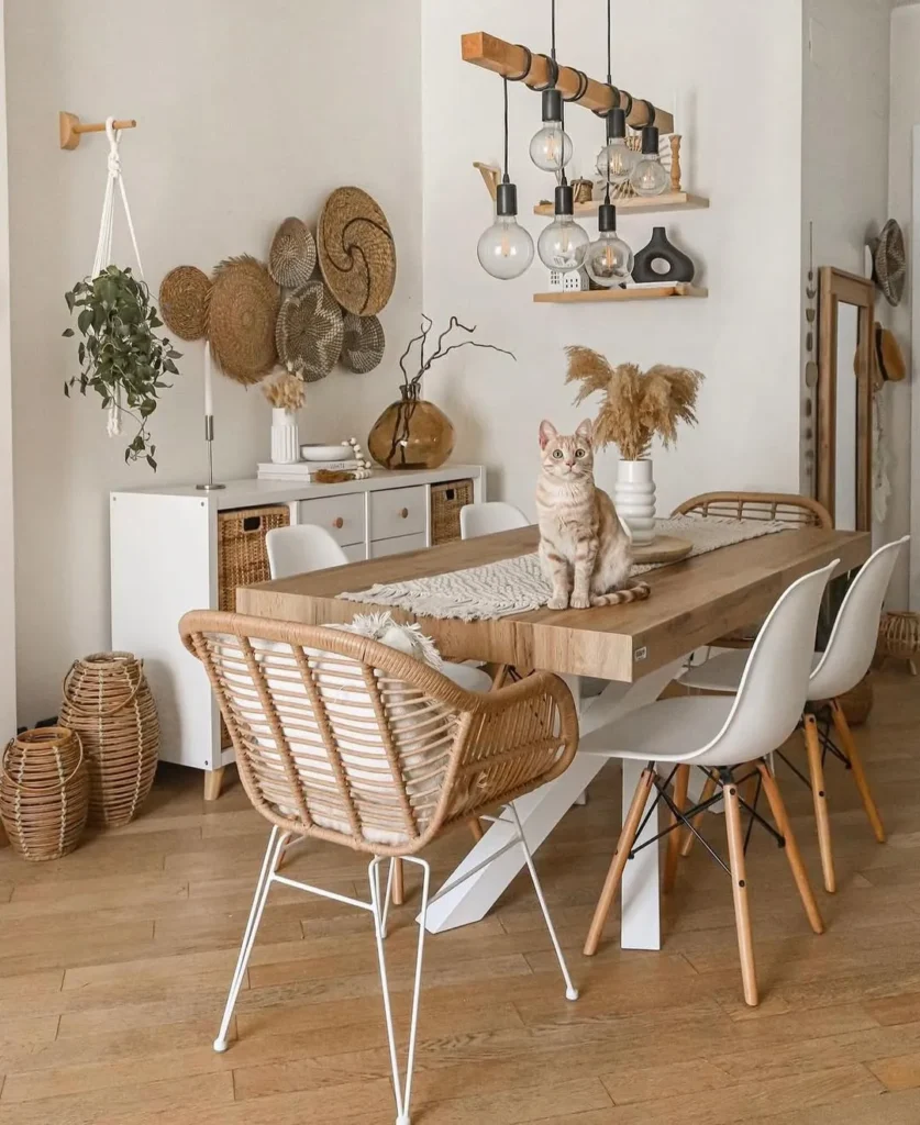 Boho Dining Space With Mixed Seating