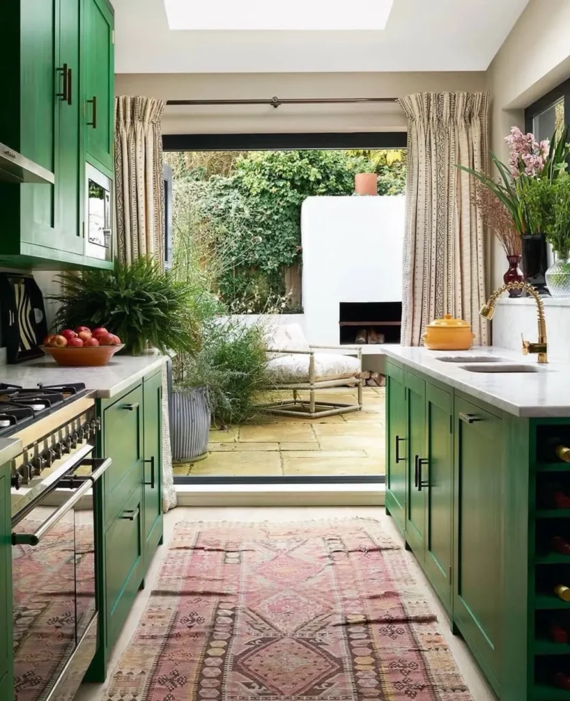 Bright Green Kitchen with Garden View