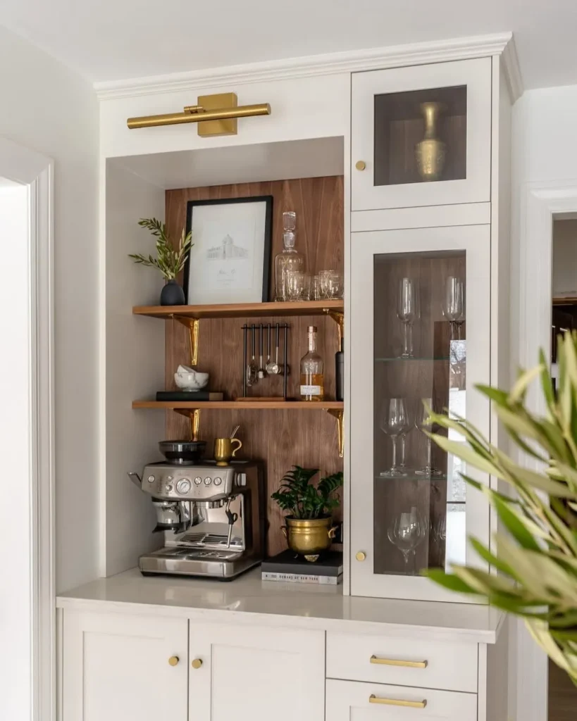 Built-In Coffee Station with Glass Cabinet