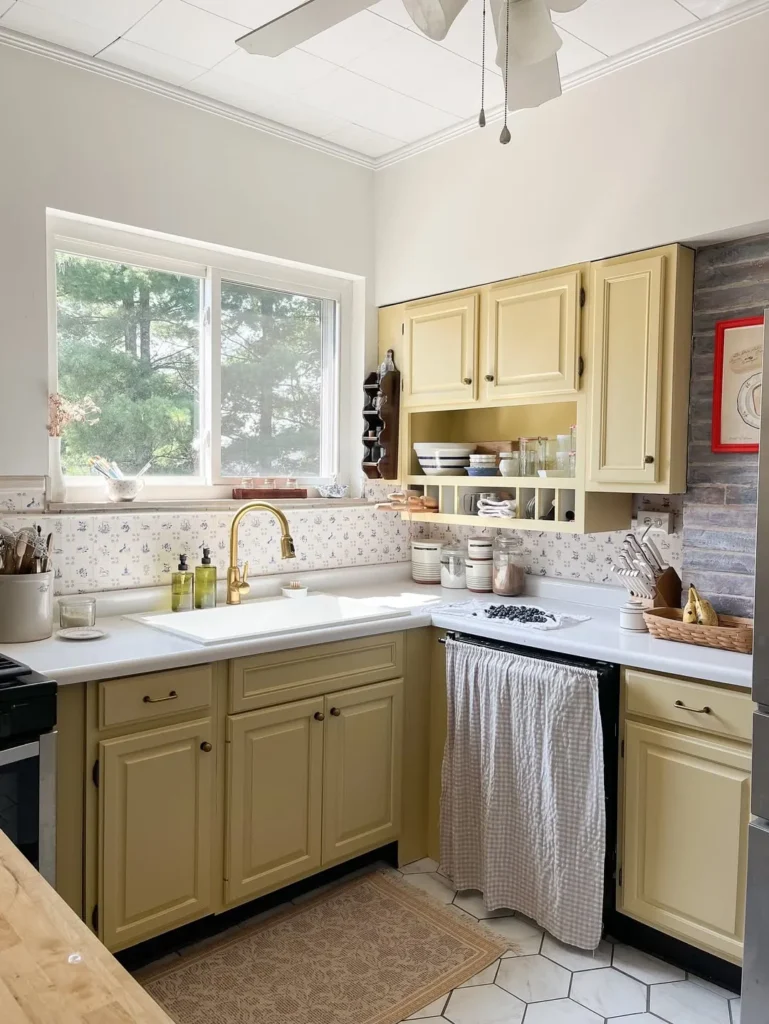 Buttery Yellow Cabinets for a Vintage Kitchen Look