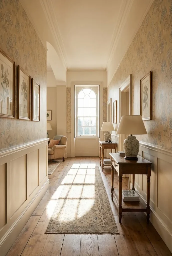 Classic Cream Hallway with Console Tables