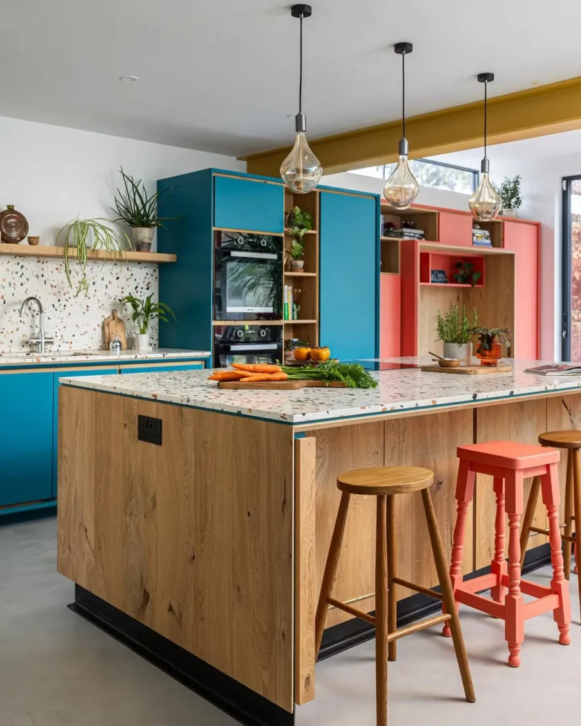 Colorful Terrazzo Kitchen Island for a Bold Look
