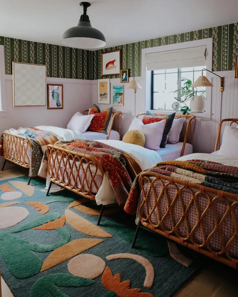 Colorful Twin Bed Guest Room