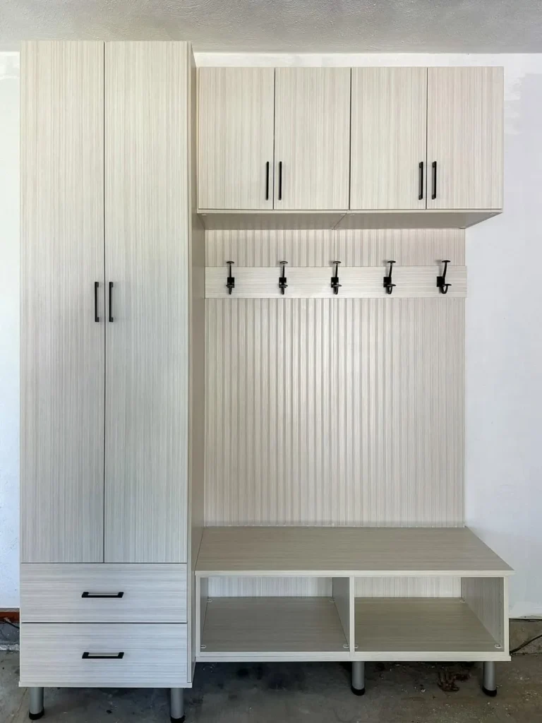 Compact Mudroom Cabinet with Open Shoe Shelf