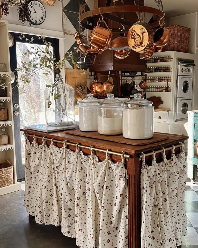 Copper Pot Rack Cottagecore Kitchen