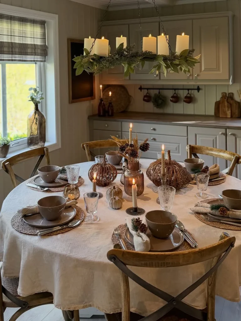 Cozy Farmhouse Dining Room with Round Table