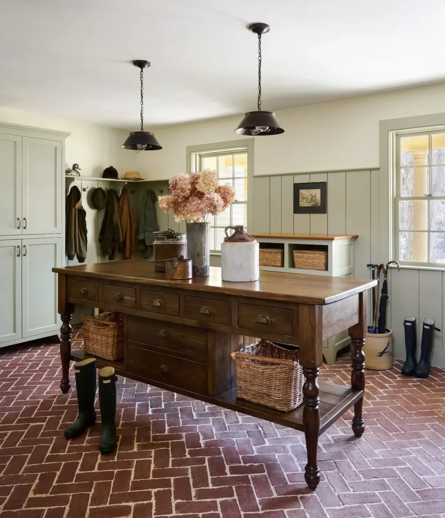 Farmhouse Utility Room with Central Worktable