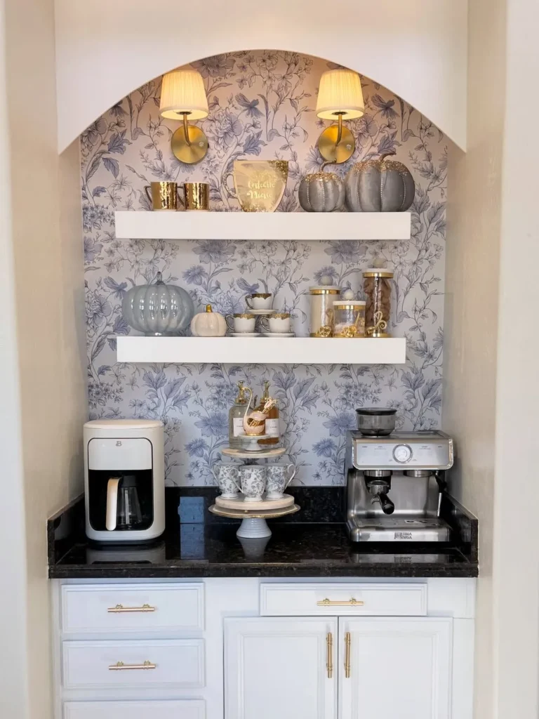 Floral Wallpaper Coffee Niche