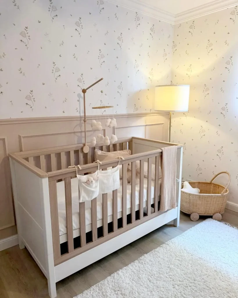 Floral Wallpaper Nursery in Soft Neutrals
