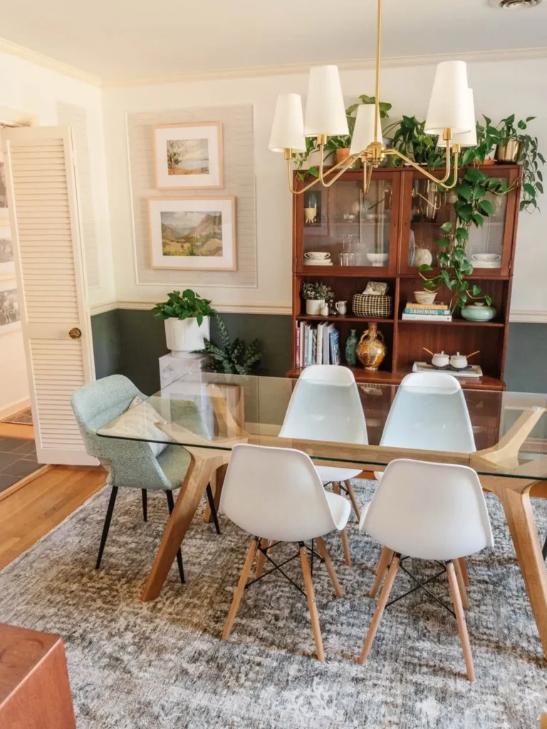 Glass Table Dining Room With Mid-Century Touches