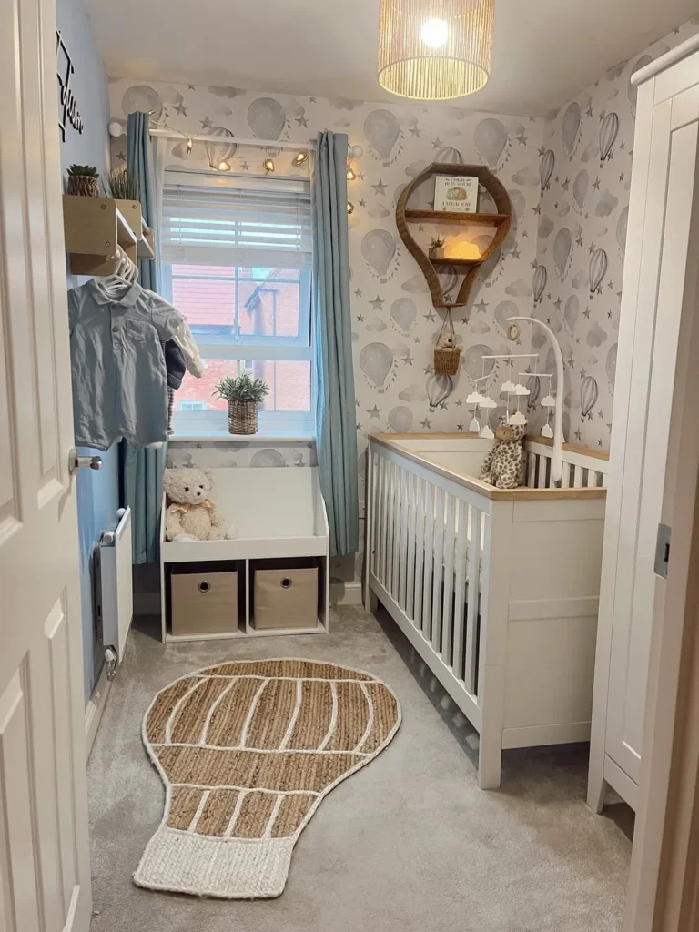 Hot Air Balloon Nursery in Blue and Beige