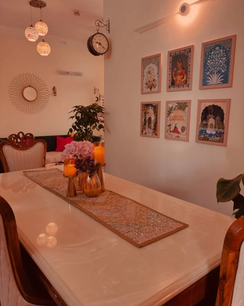 Indian-Inspired Dining Room Wall Art Display