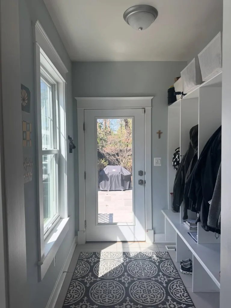 Light Gray Entryway with Bench Storage