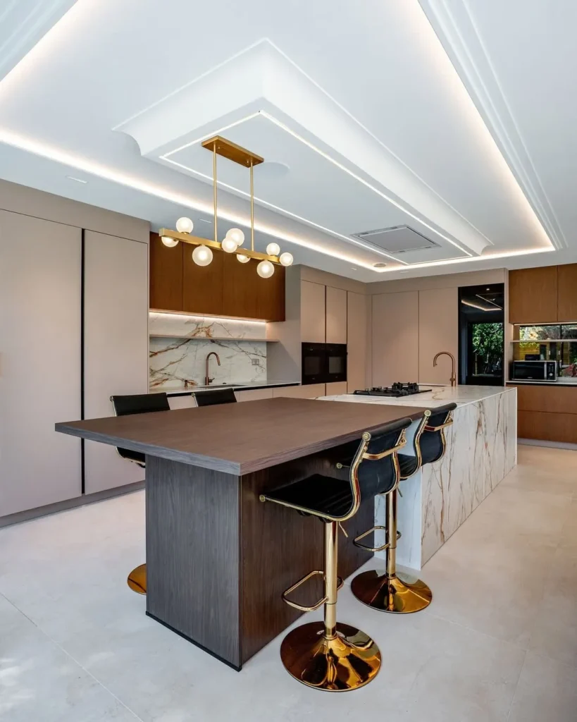 Luxury Kitchen Island with Built In Dining Table