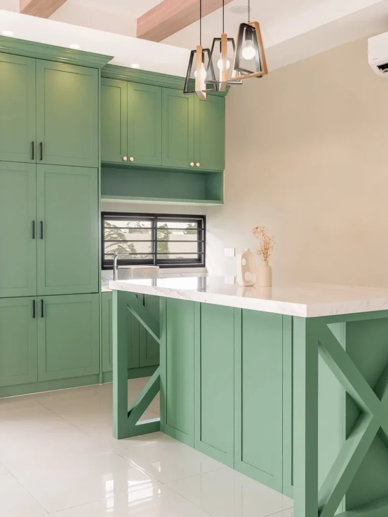 Mint Green Cabinets for a Light Modern Kitchen