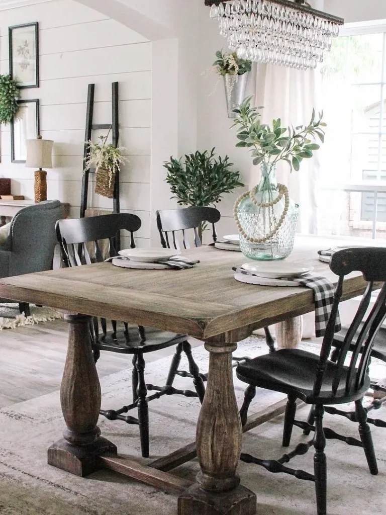 Modern Farmhouse Dining Room with Crystal Light