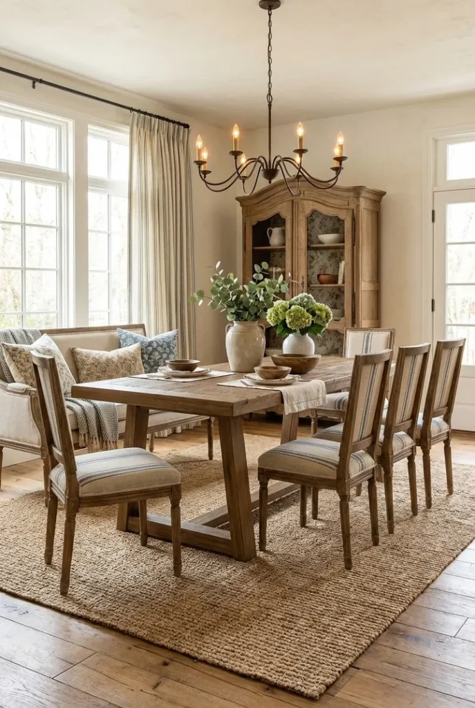 Neutral Dining Room with Upholstered Chairs