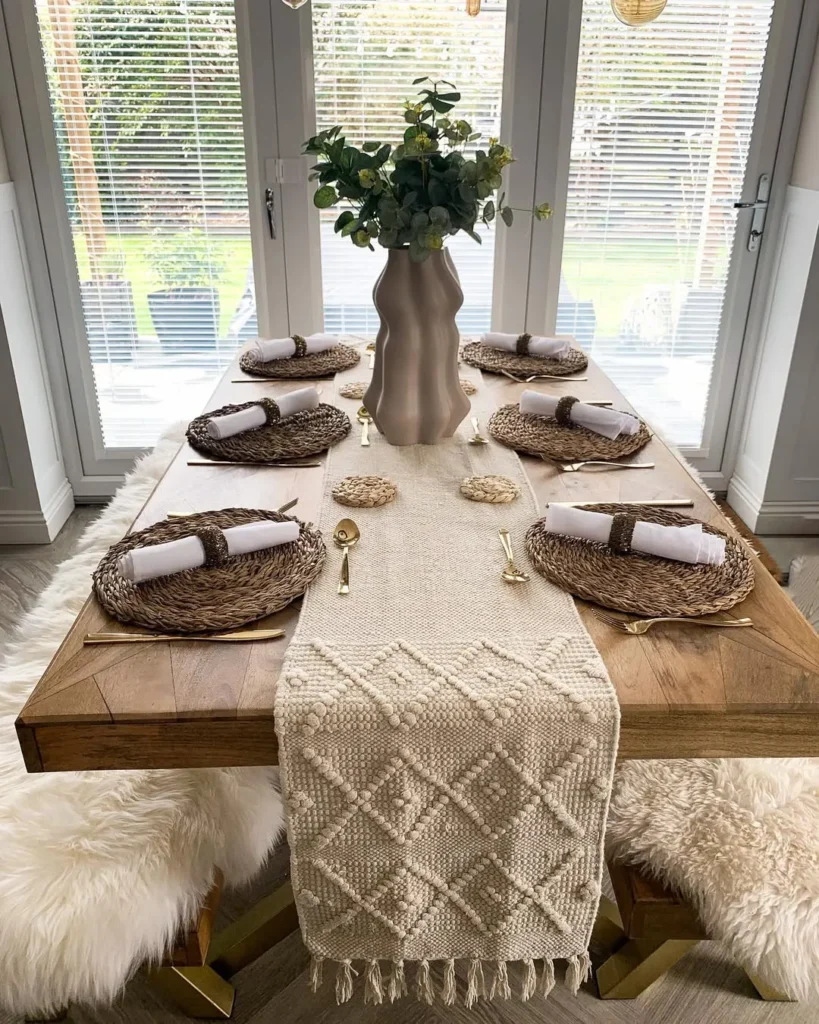 Neutral Table Styling With Woven Placemats