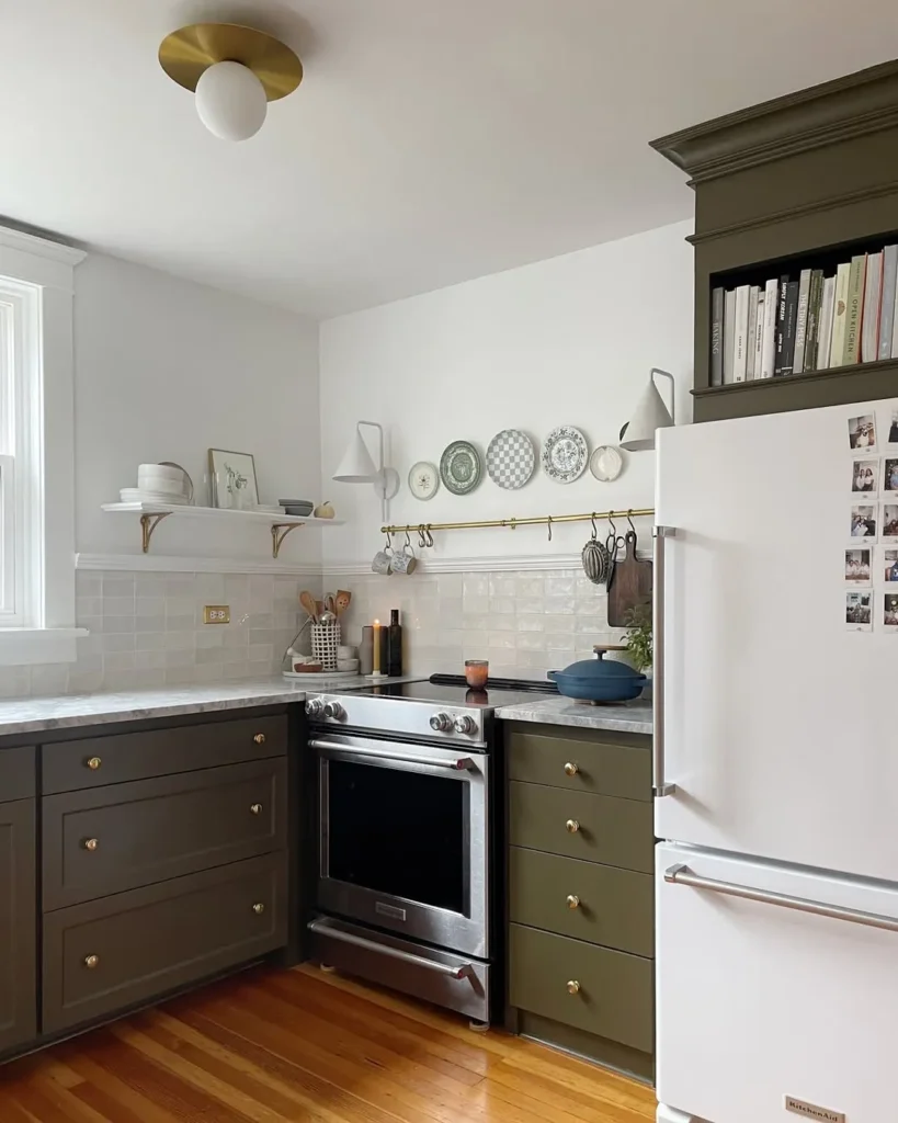 Olive Gray Cabinets for a Moody Classic Kitchen