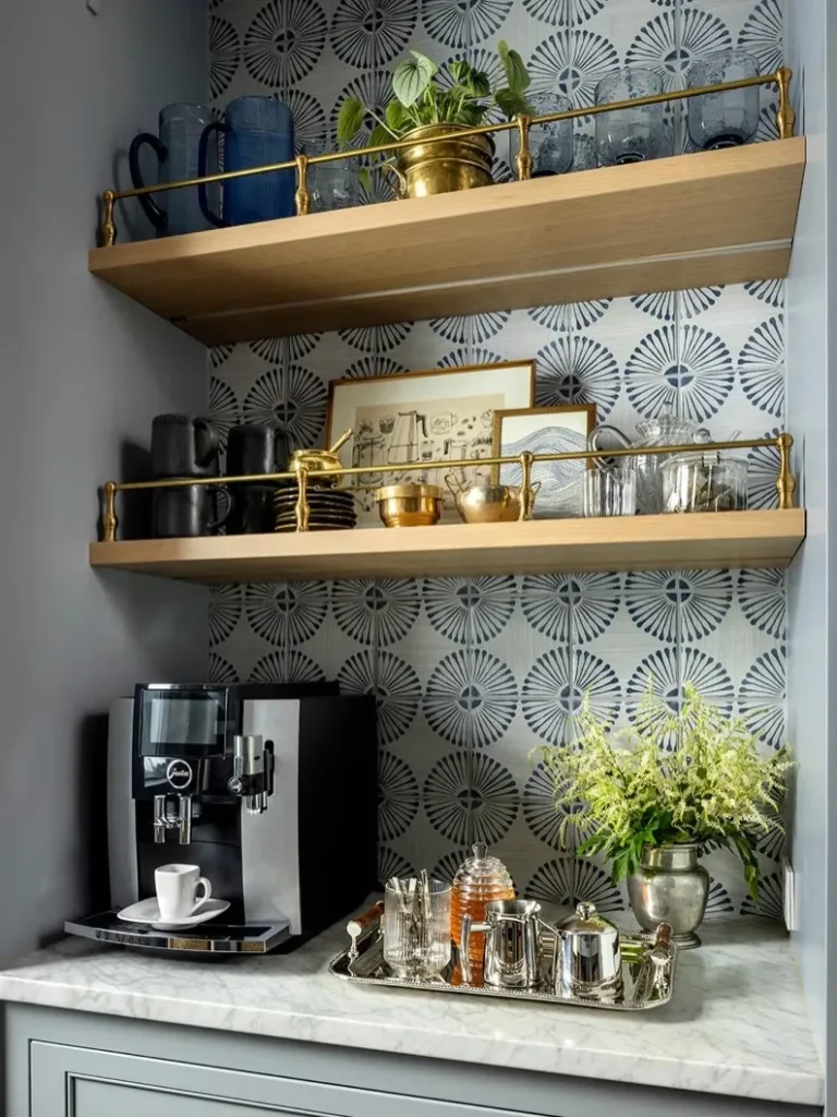 Pattern Backsplash Coffee Nook