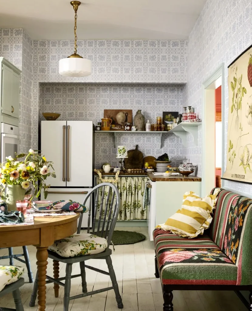 Patterned Wallpaper Cottagecore Kitchen