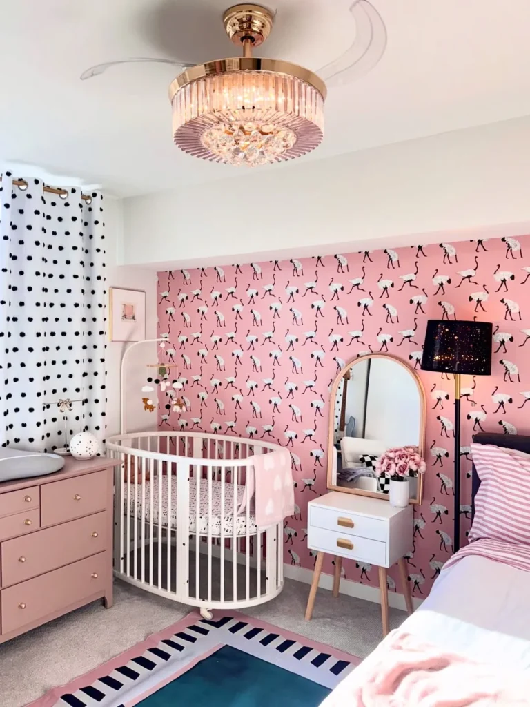 Pink Flamingo Accent Wall Nursery