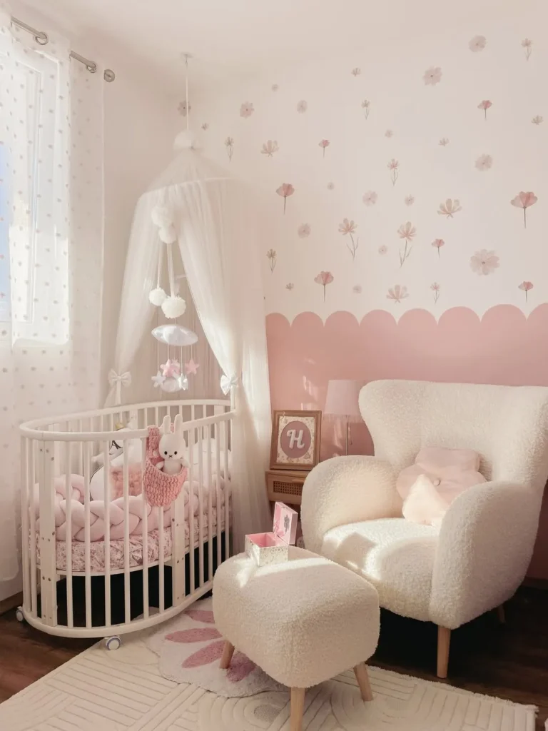 Pink Floral Wall Nursery