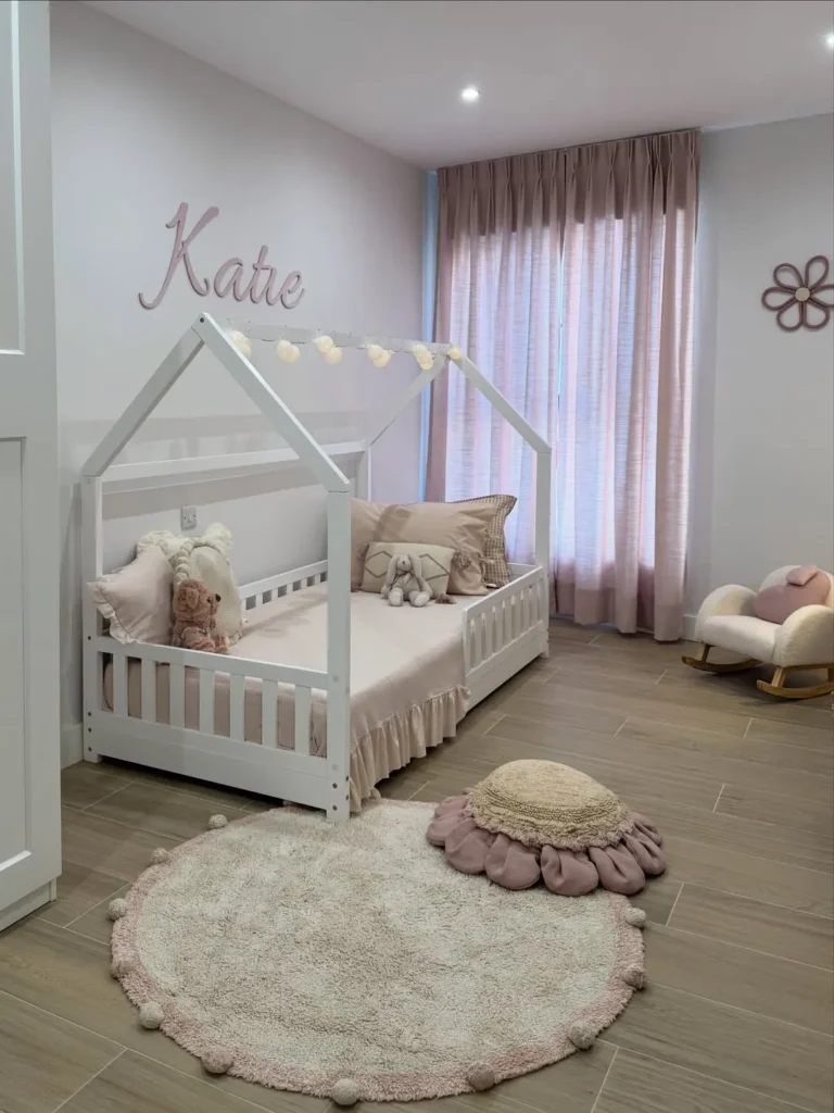 Pink Toddler Room with House Bed