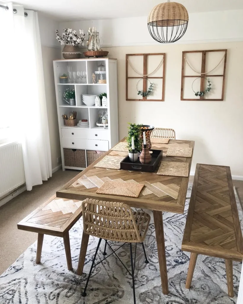 Rustic Bench Seating Dining Room