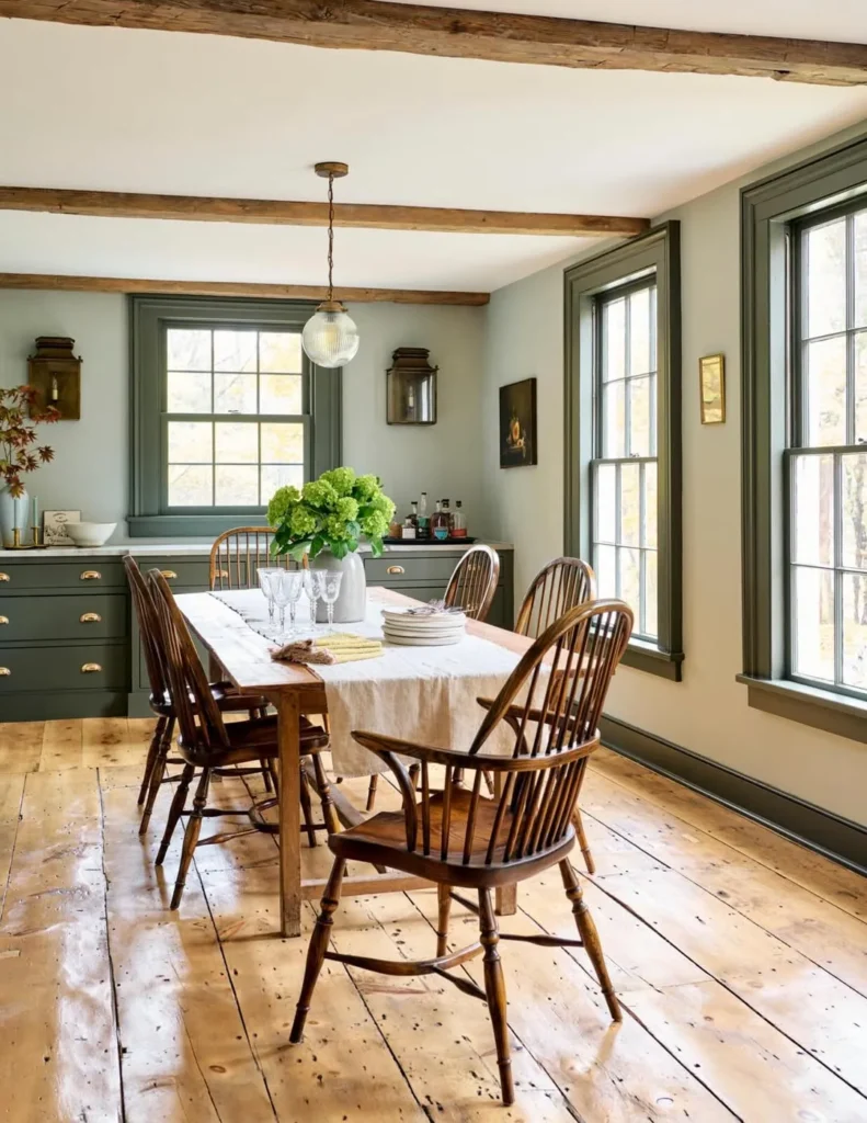 Rustic Dining Room with Windsor Chairs