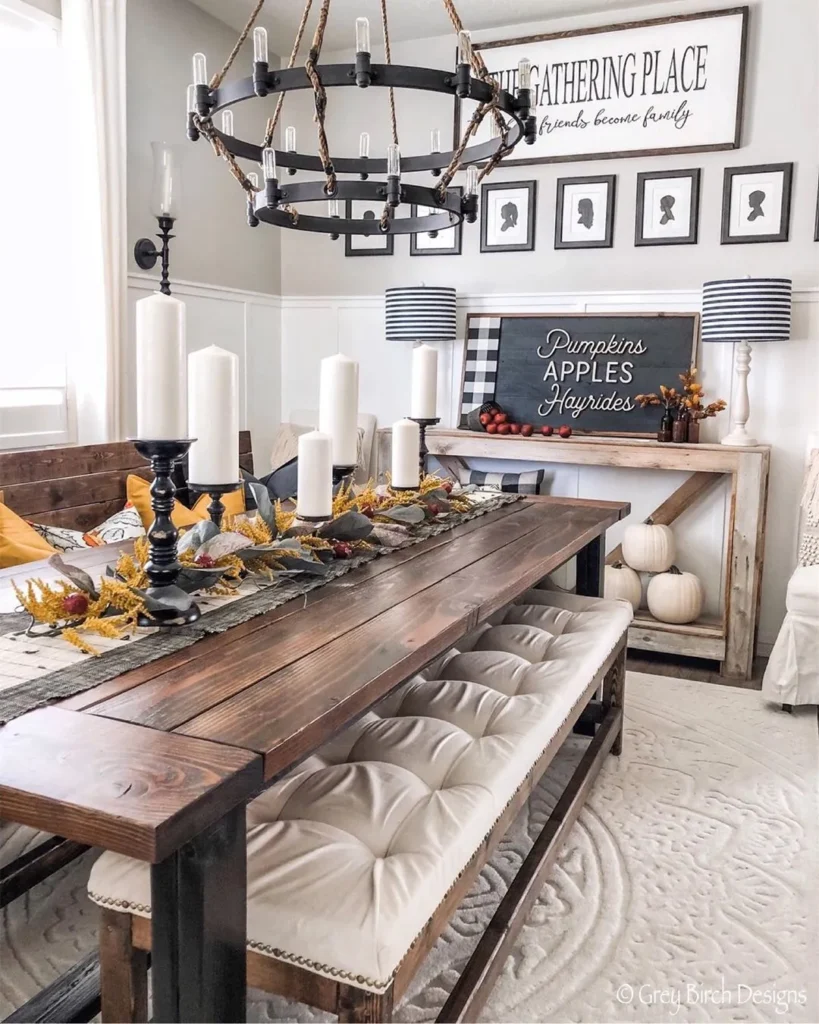 Rustic Farmhouse Dining Room with Bench Seating