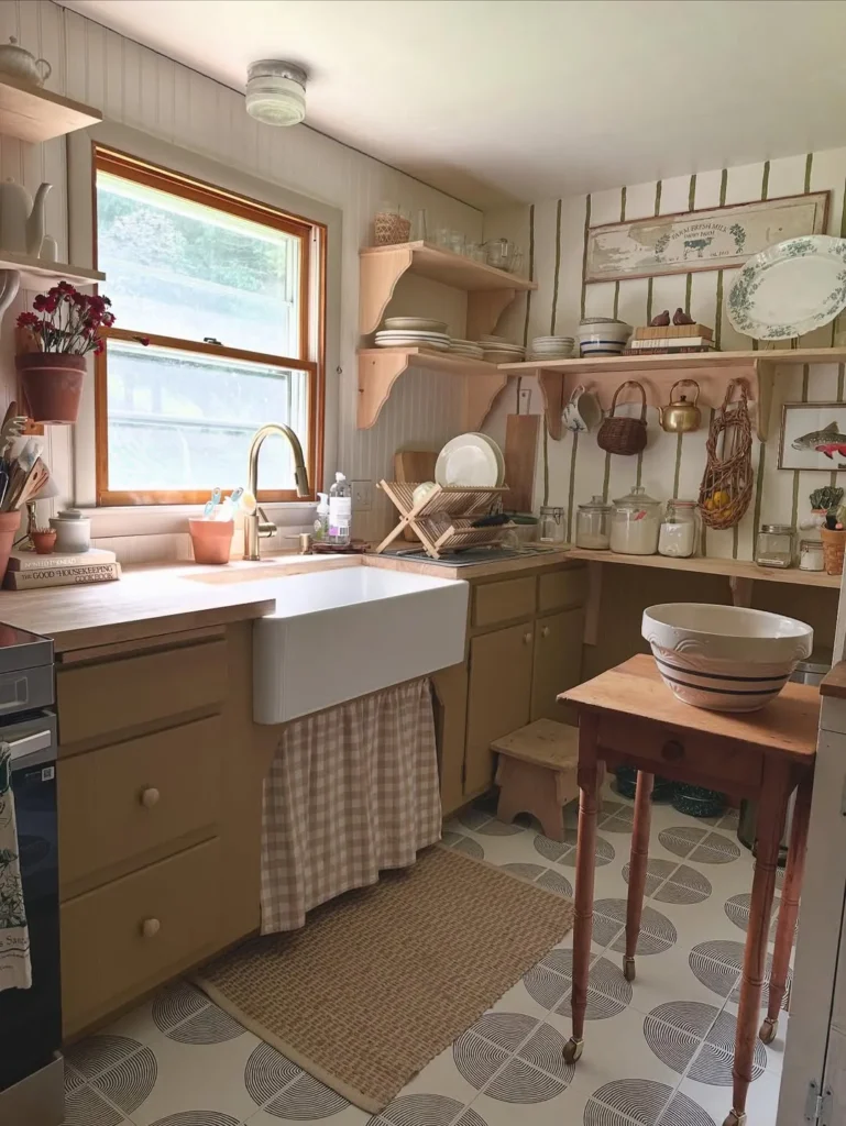 Small Cottage Kitchen with Open Shelves