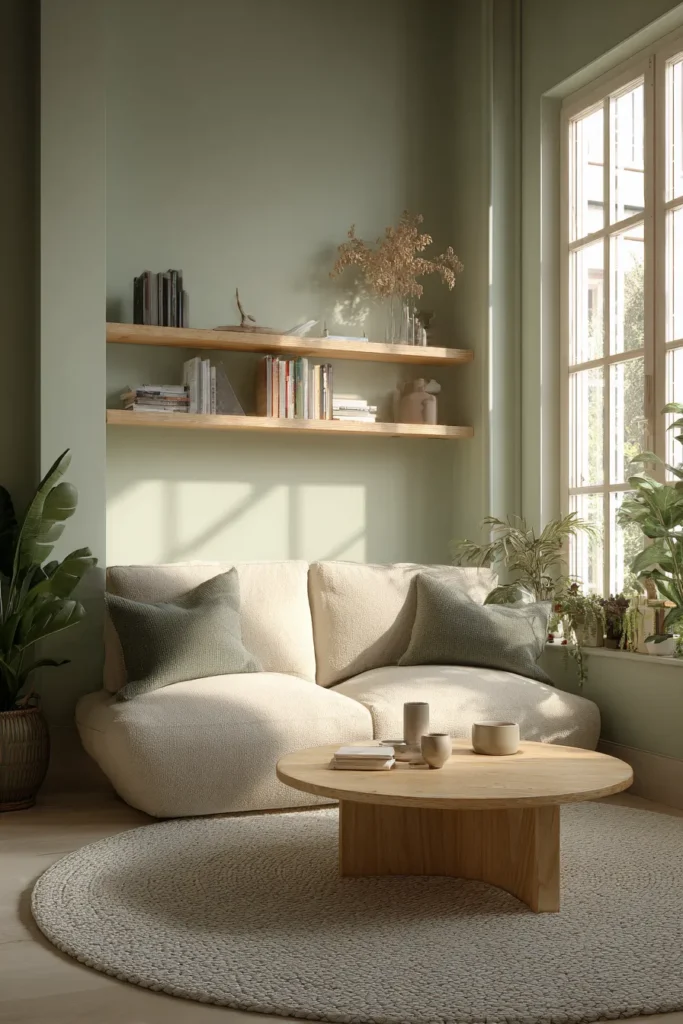 Soft Sage Nook with Curved Seating