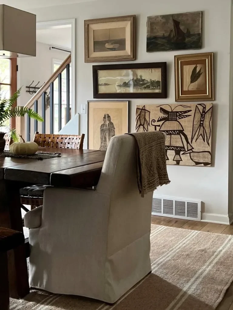 Vintage Gallery Wall Beside the Dining Table