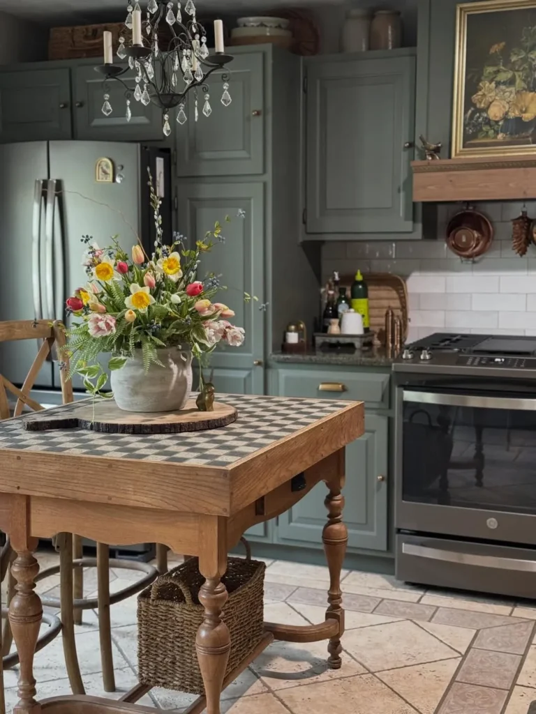 Vintage Green Kitchen Island Table