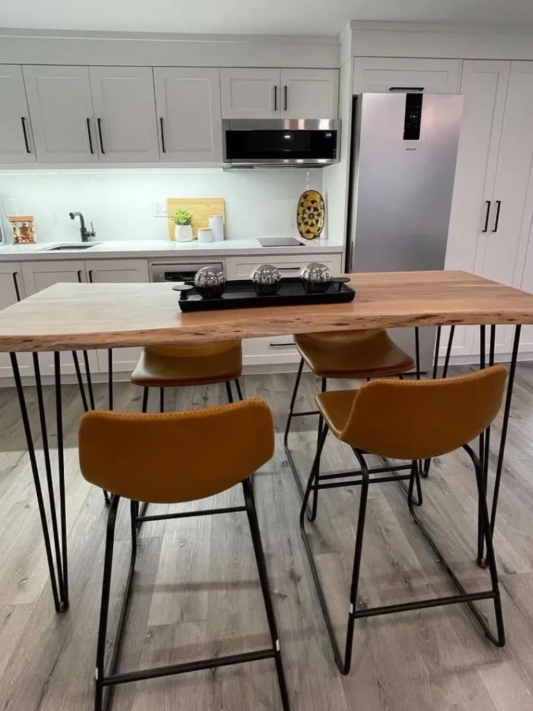 Basement Kitchenette with Wood Breakfast Bar Seating