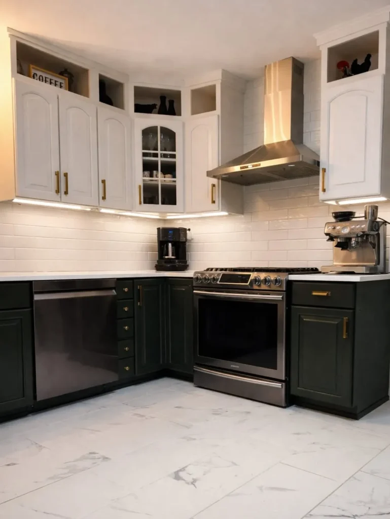 Black and White Two Tone Kitchen Cabinet Design