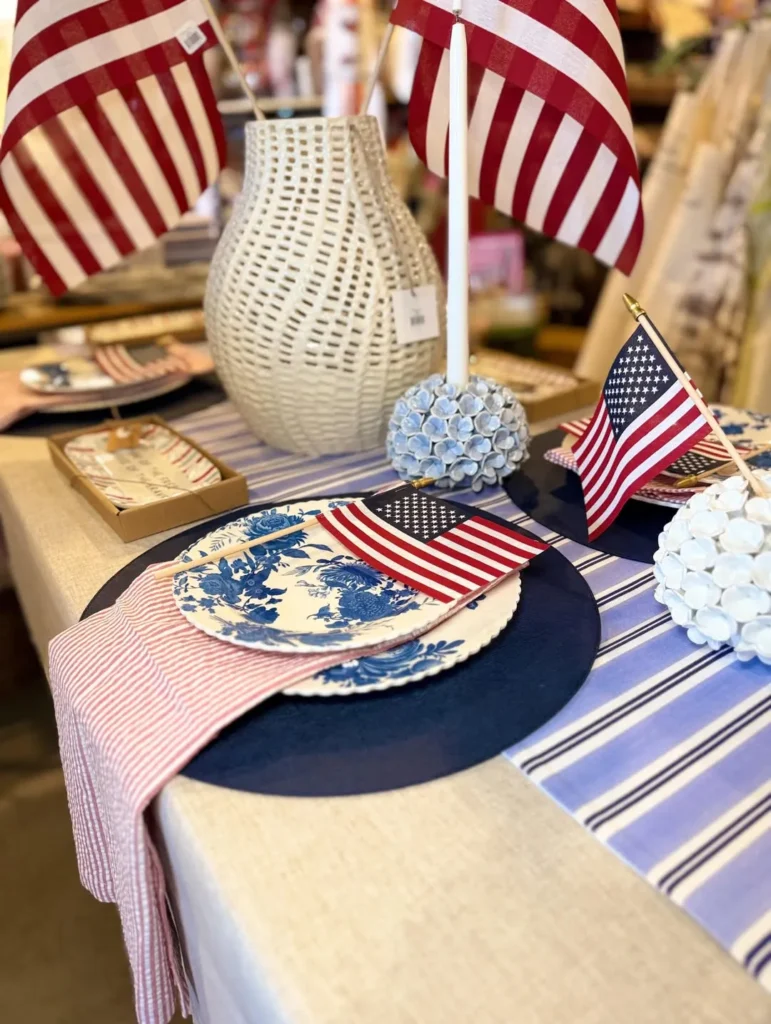 Blue and White 4th of July Table Setting