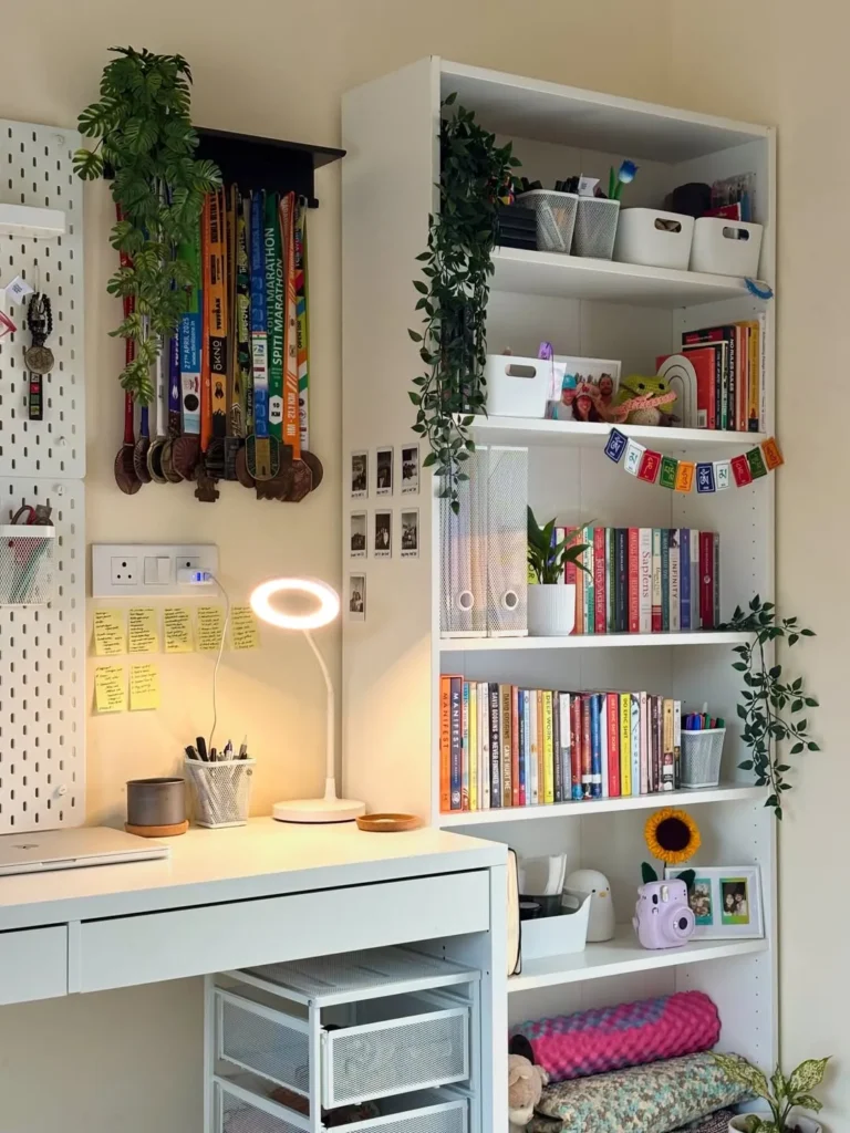 Bookshelf Study Nook With Medal Display