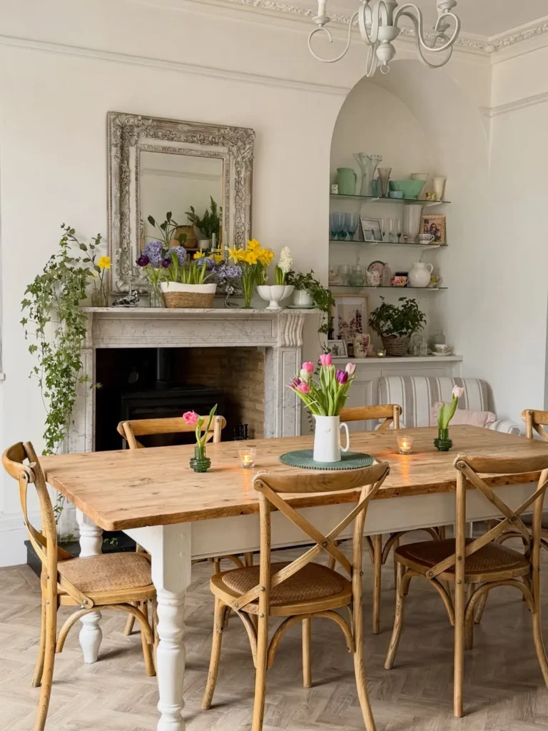 Bright Cottage Dining Room With Spring Florals