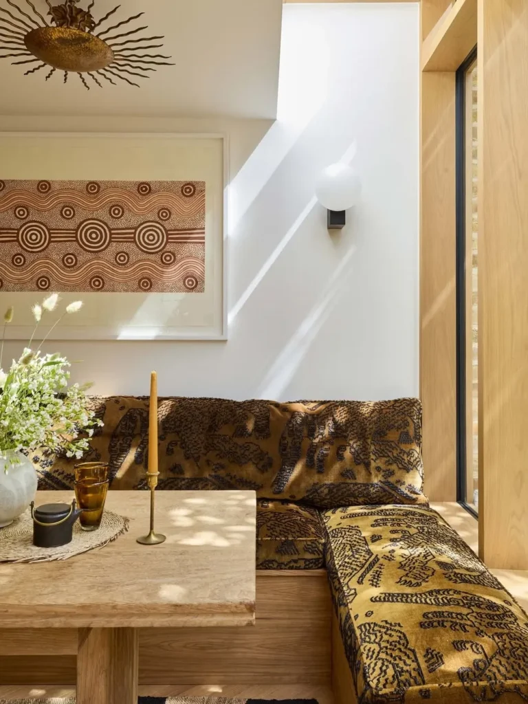 Built-In Banquette Dining Nook With Patterned Upholstery
