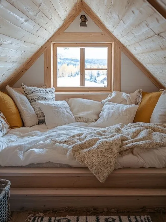 Cabin Attic Bedroom With Window Reading Nook