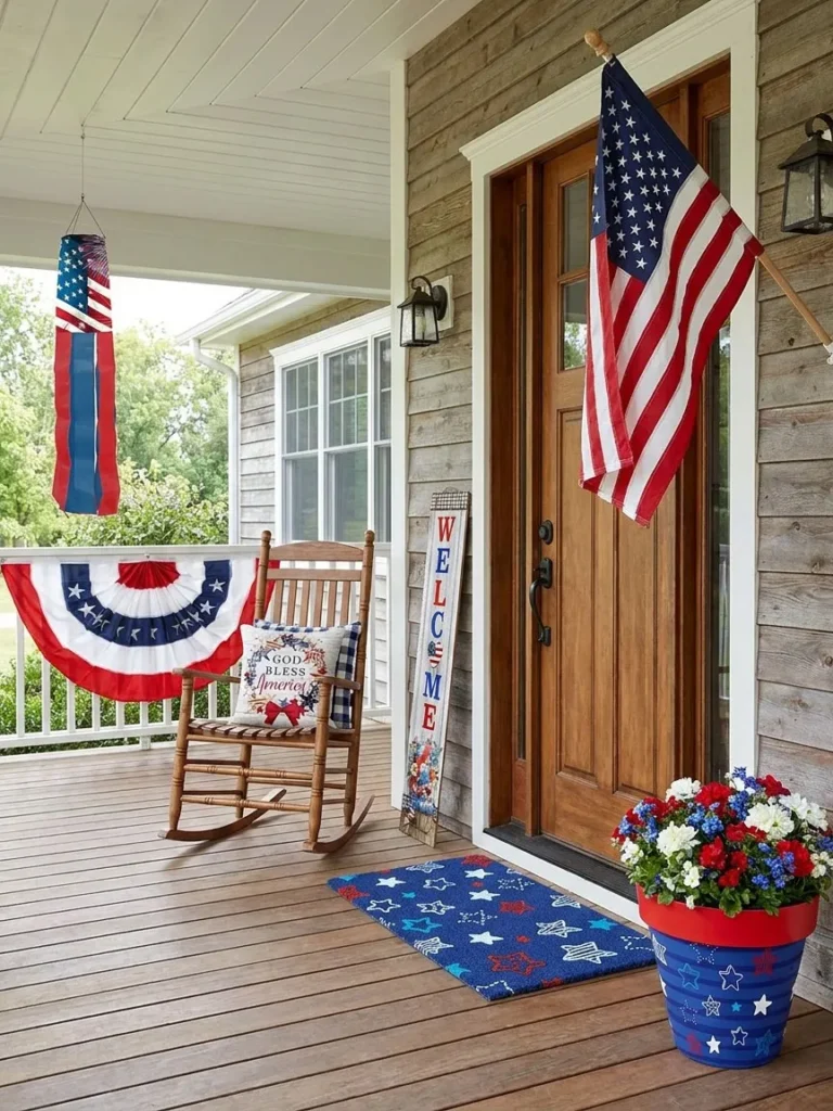 Classic Front Porch Decor for Independence Day