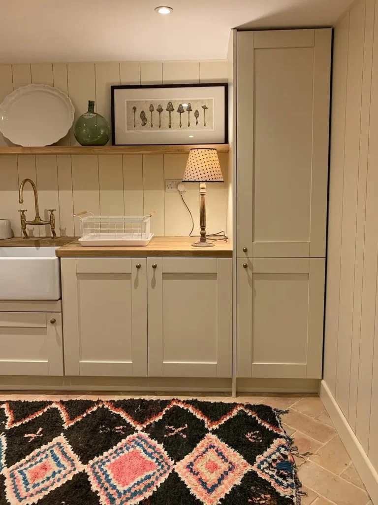 Compact Green Cabinet Basement Kitchenette Design