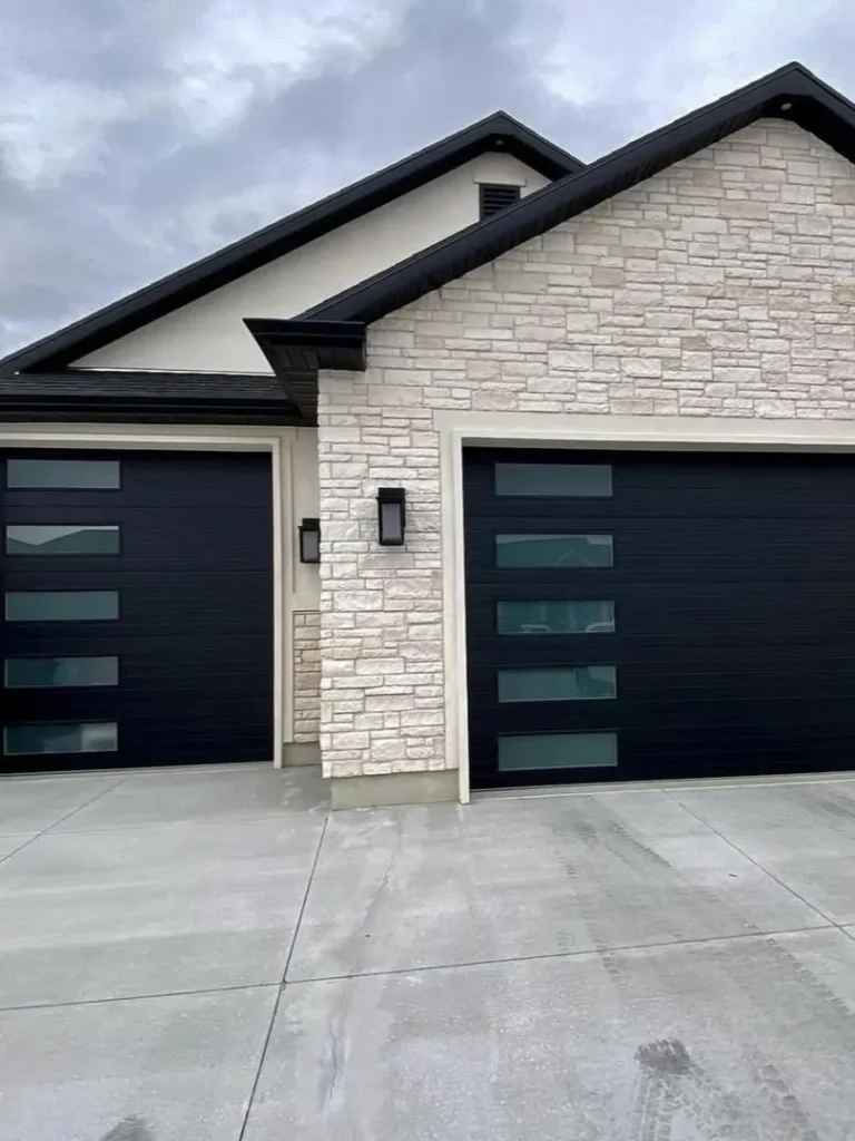Contemporary Black Garage Doors With Horizontal Windows