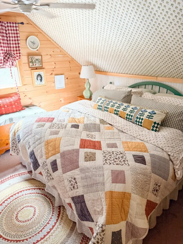 Cottage Attic Bedroom With Patchwork Quilt Style