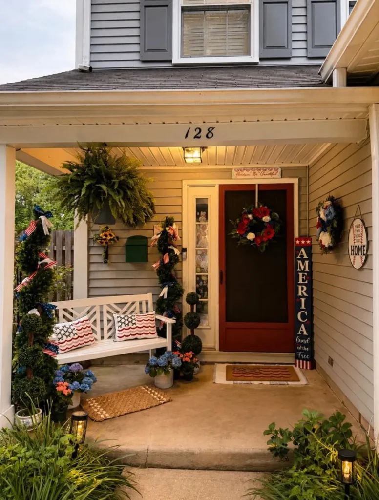Cozy Americana Entryway With Vintage Flag Accents